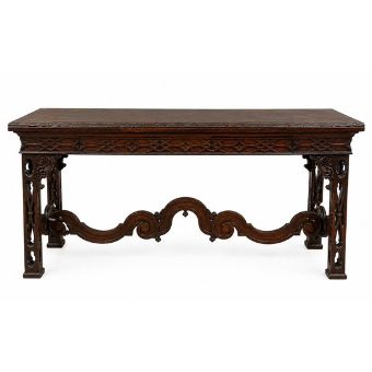 Vintage Chinese Chippendale Style Flip-Top Console Dining Table