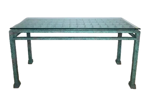 Vintage Verdigris Metal Console Table