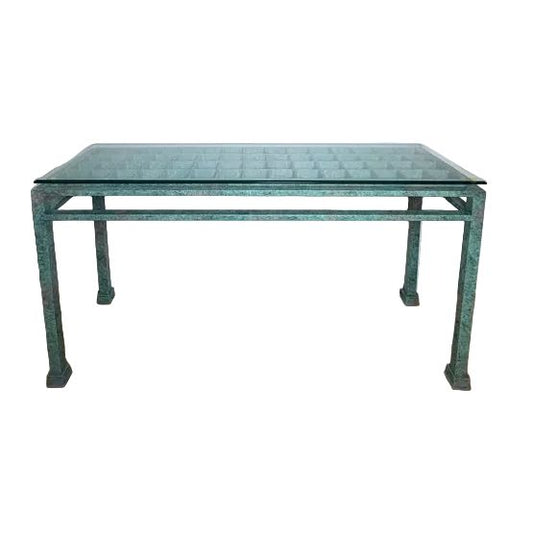 Vintage Verdigris Metal Console Table