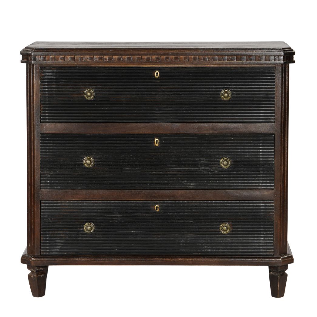 Brown and Charcoal Gustavian Style Chest