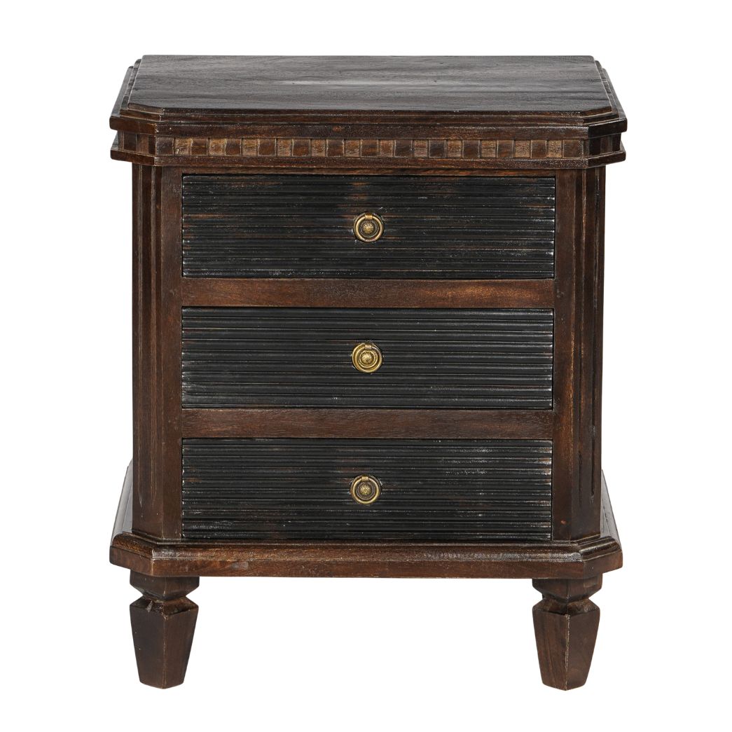 Brown and Charcoal Gustavian Style Nightstand