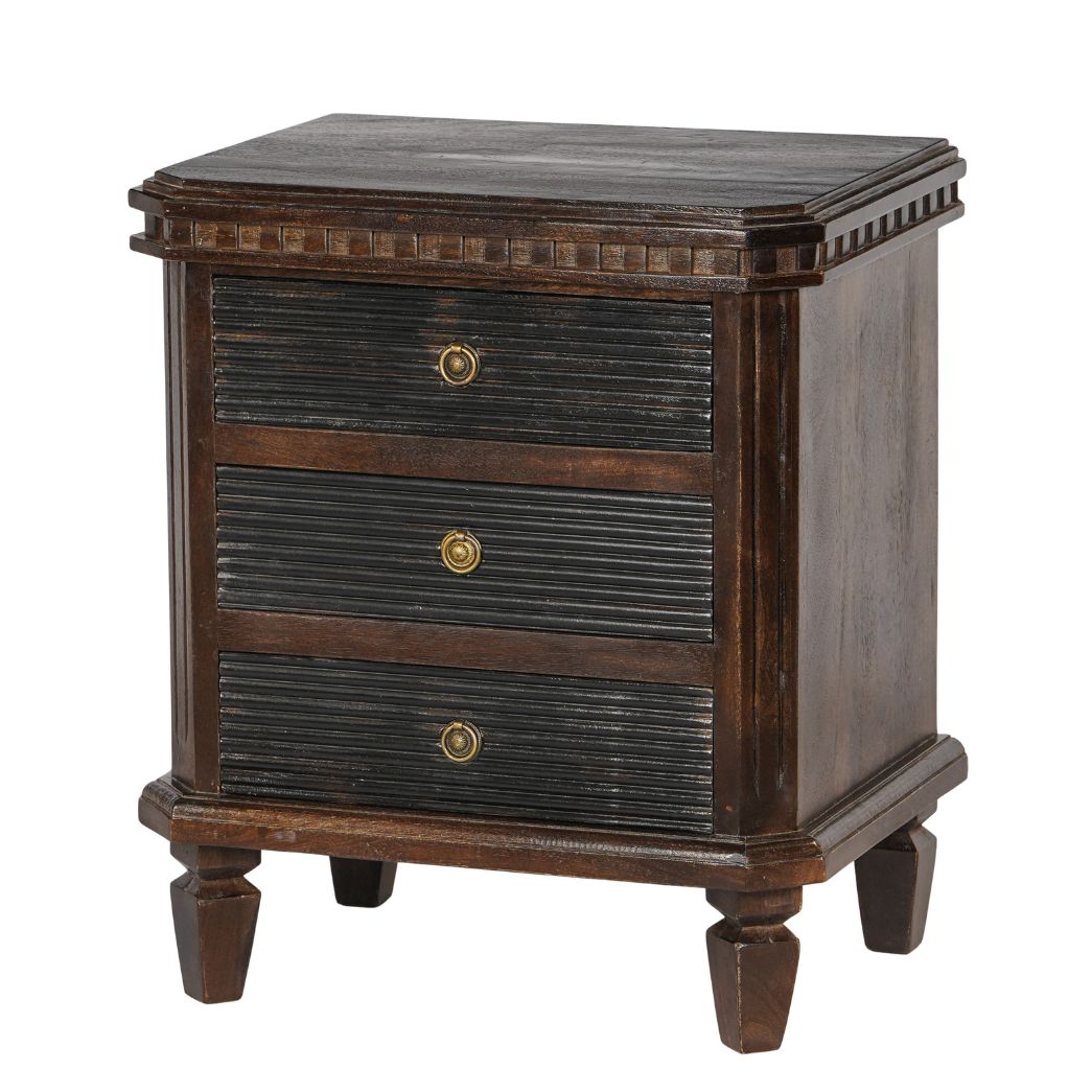 Brown and Charcoal Gustavian Style Nightstand