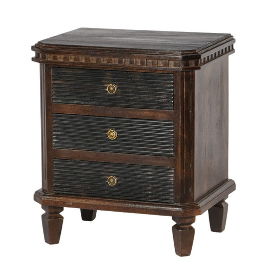 Brown and Charcoal Gustavian Style Nightstand
