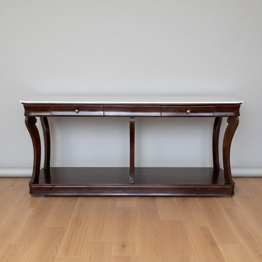 Long Console table with White Marble Top