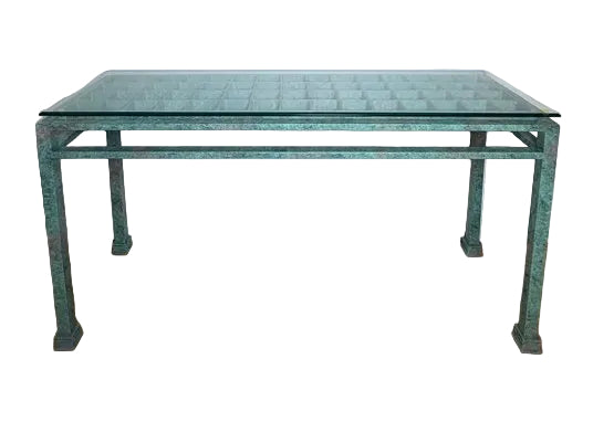 Vintage Verdigris Metal Console Table