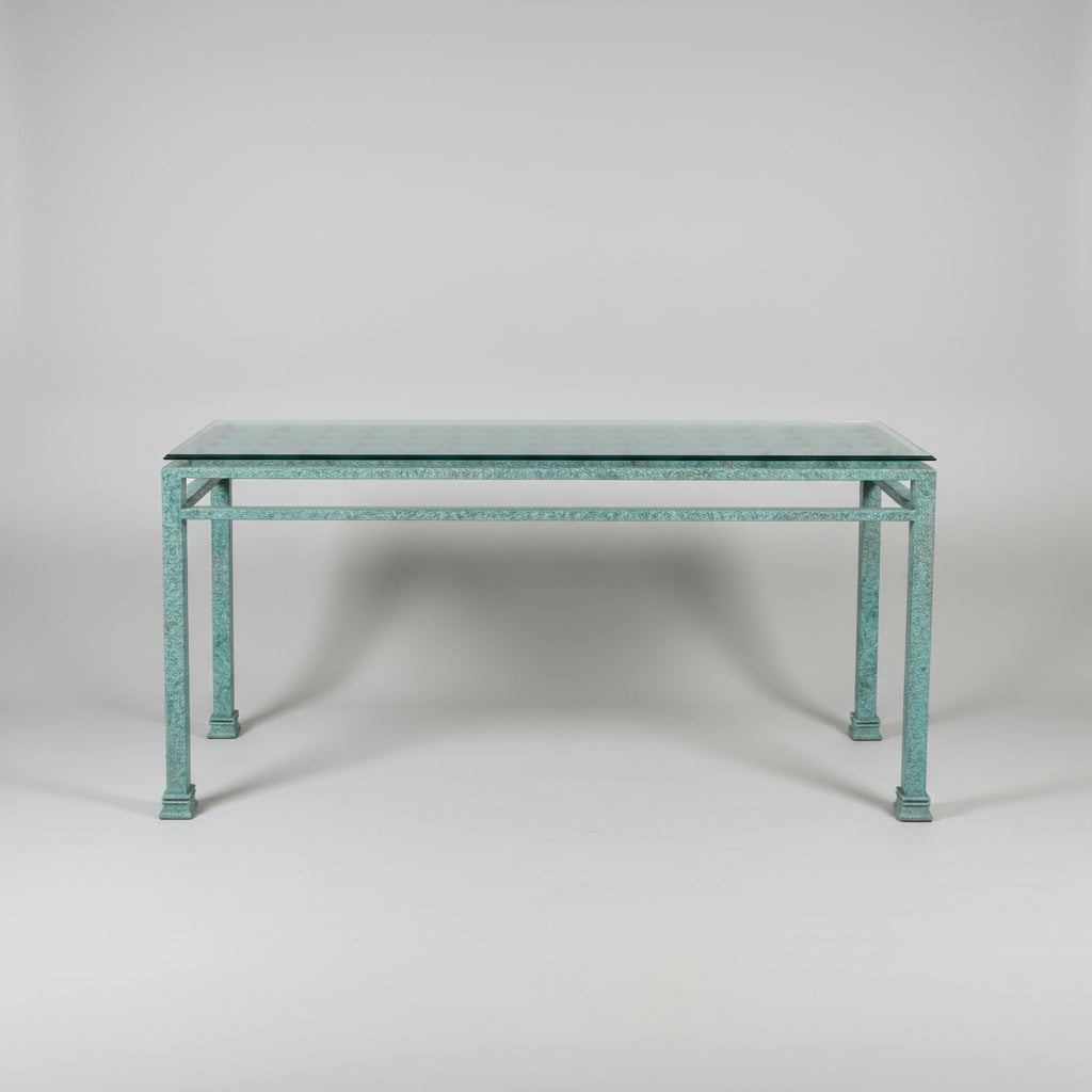 Vintage Verdigris Metal Console Table