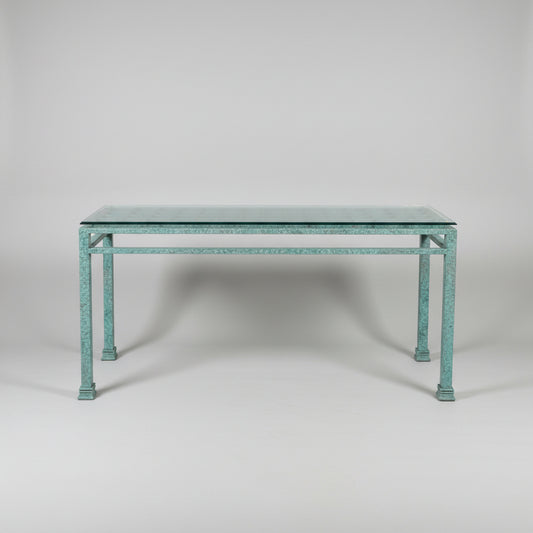 Vintage Verdigris Metal Console Table