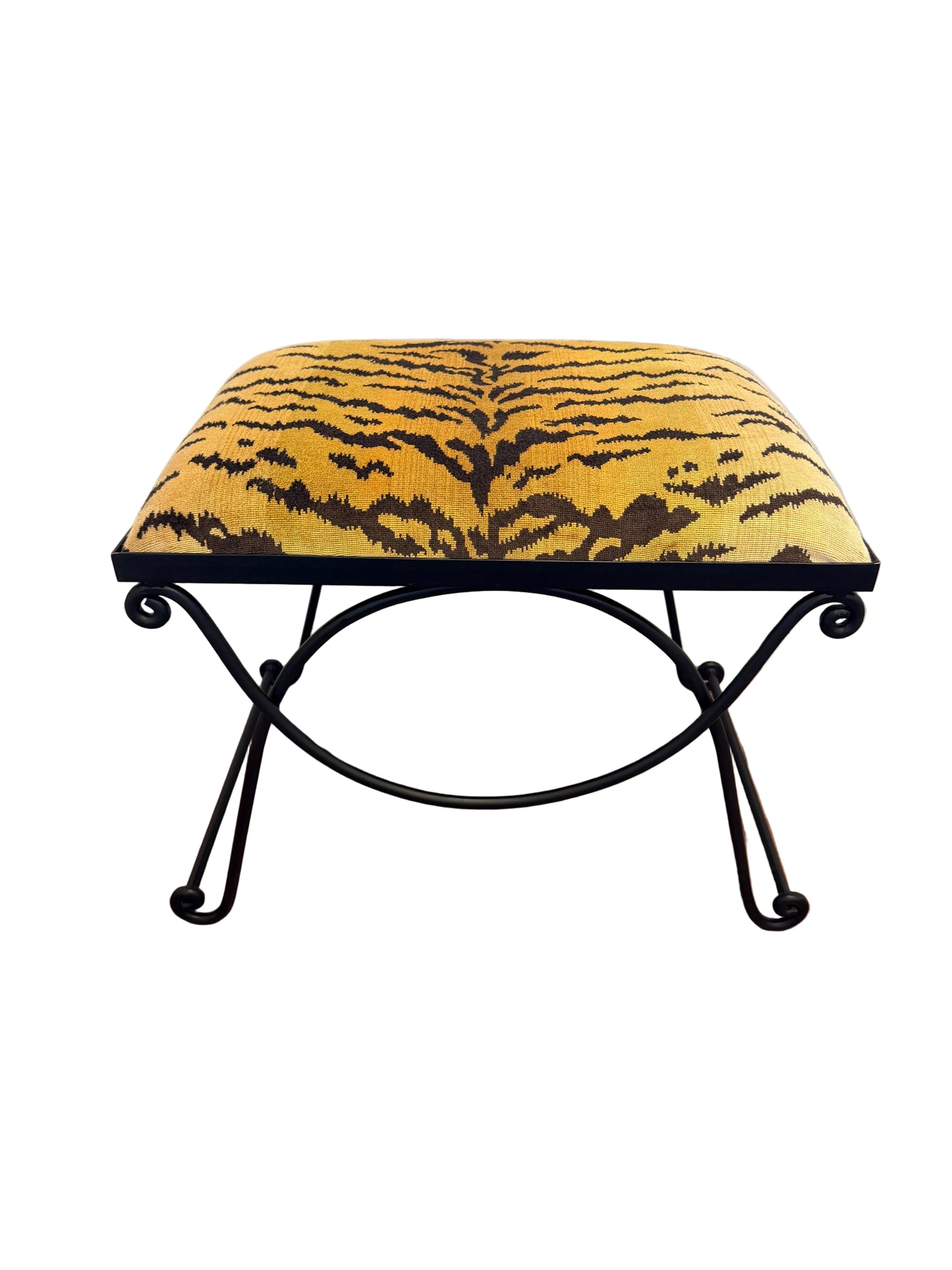 Selena Ottoman in Scalamandre Tigre Fabric
